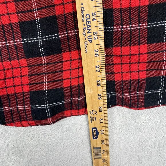 Rainforest Shirt Mens L Red Plaid Flannel Shacket Cotton Button Up Lumberjack - Picture 3 of 9